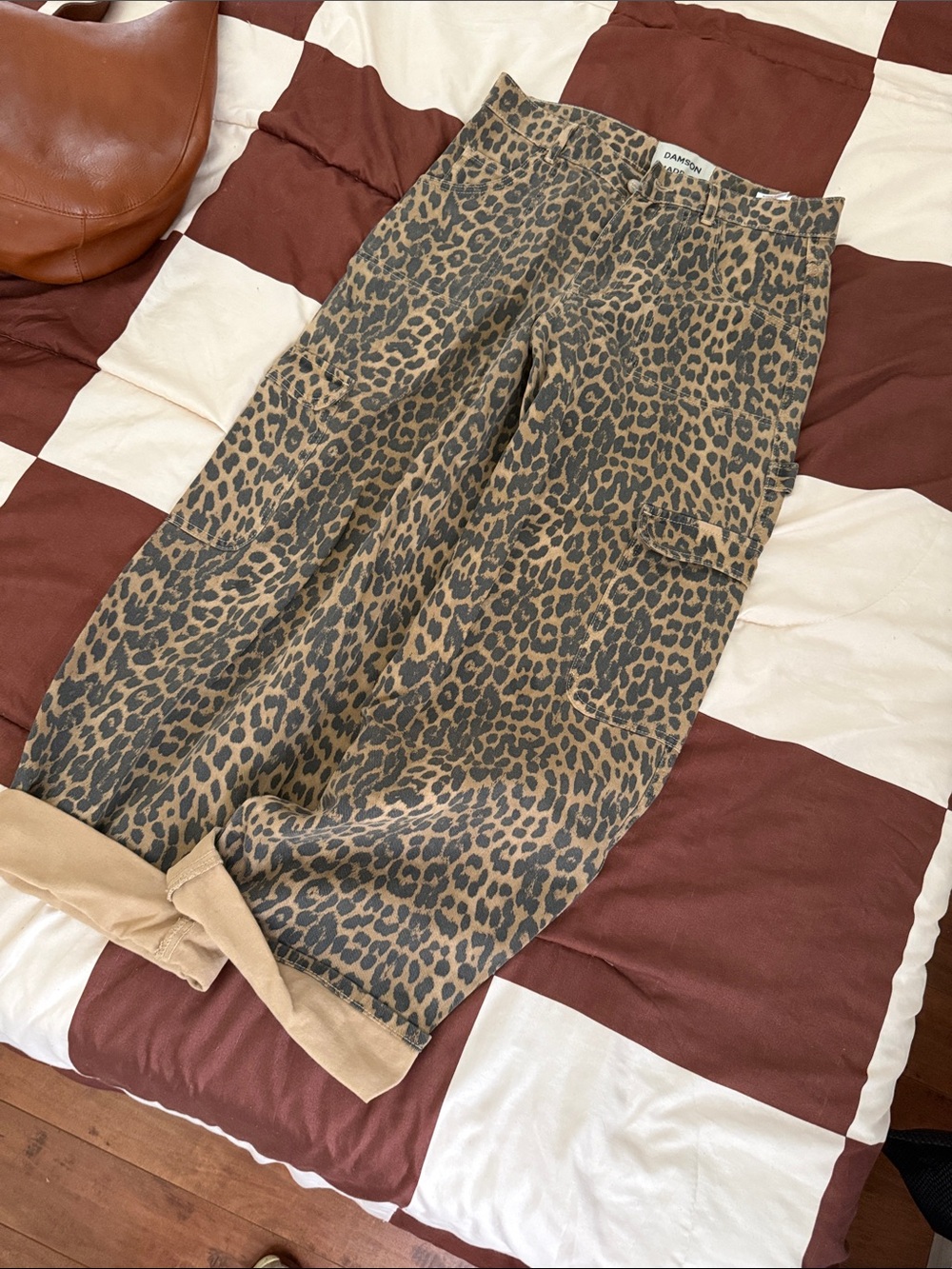 Leopard Print Women’s Jeans - Tan/Black